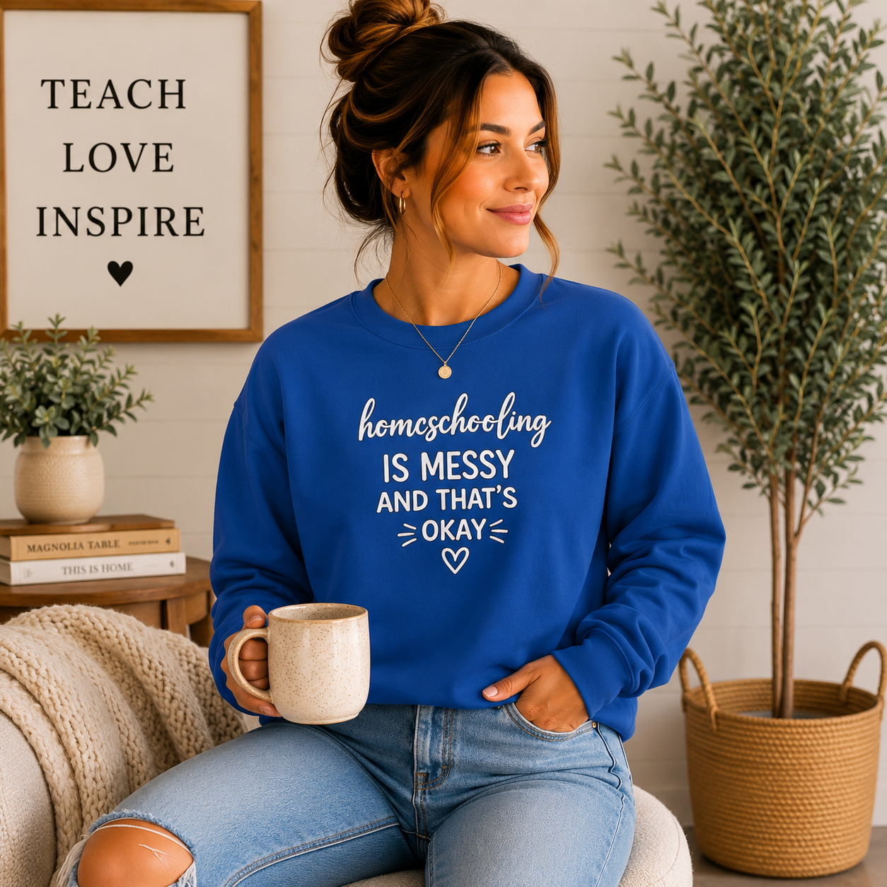 Homeschooling Is Messy And That's Okay Sweatshirt, Homeschool Mom Sweatshirt, Funny Homeschool Shirt, Homeschool Mama Gift, Cozy Crewneck