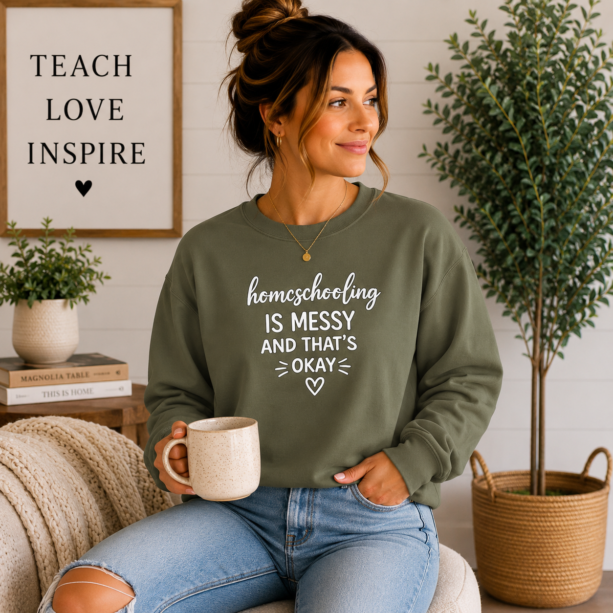 Homeschooling Is Messy And That's Okay Sweatshirt, Homeschool Mom Sweatshirt, Funny Homeschool Shirt, Homeschool Mama Gift, Cozy Crewneck