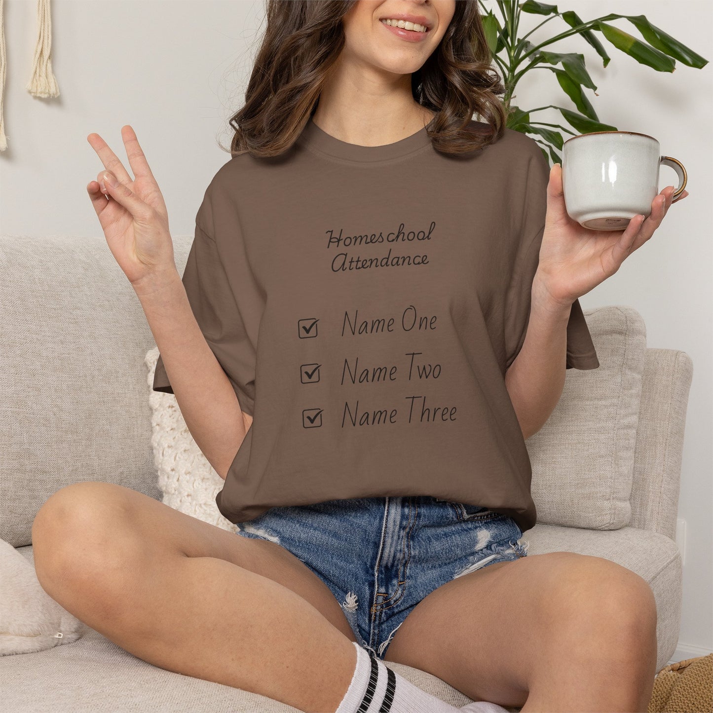 Personalized Homeschool Attendance Shirt, Custom Homeschool Mom Shirt with Kids Names, Homeschool Mama Tee, Personalized Teacher Gift, Comfort Colors 1717