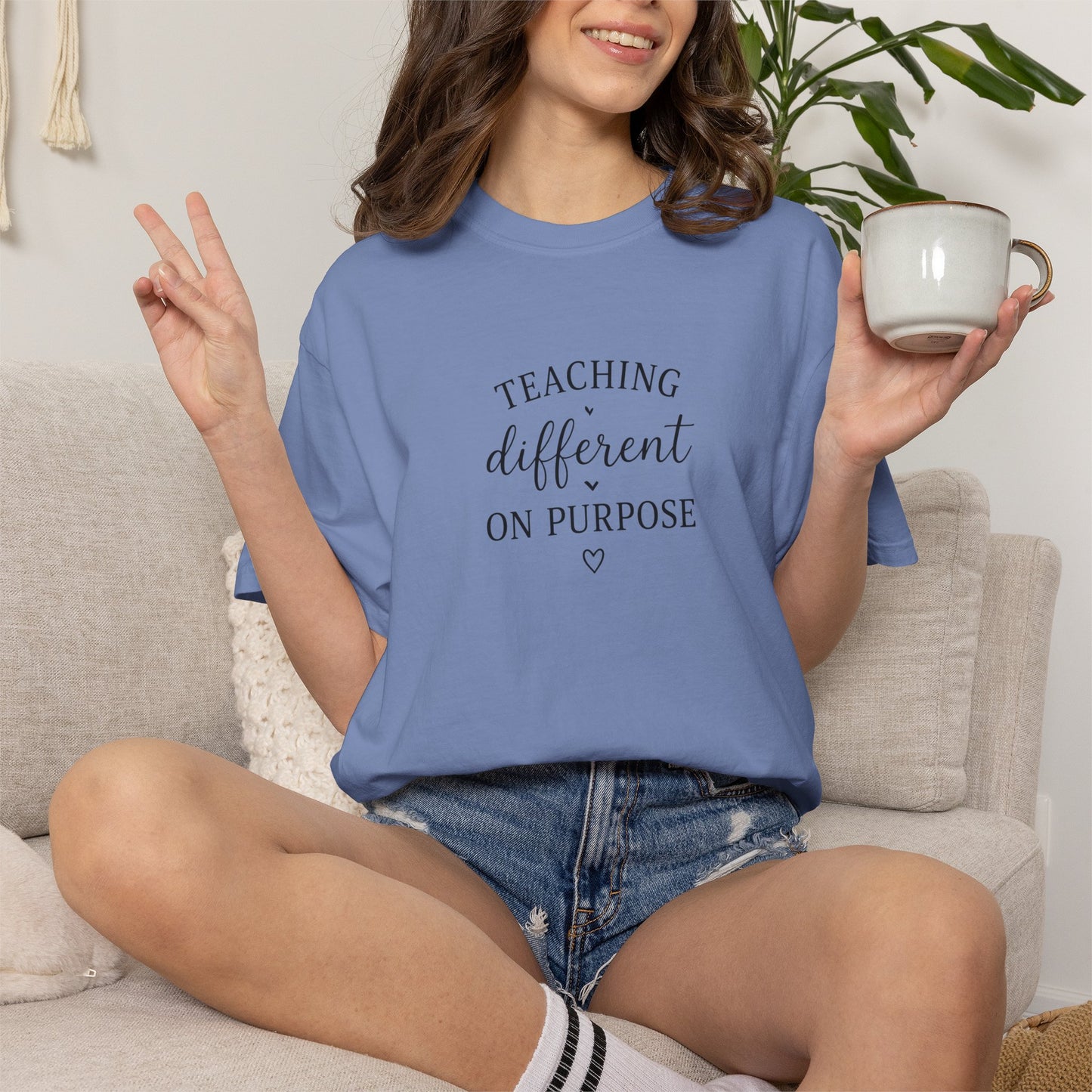 Teacher T-Shirt — “Teaching Different On Purpose” Garment-Dyed Tee