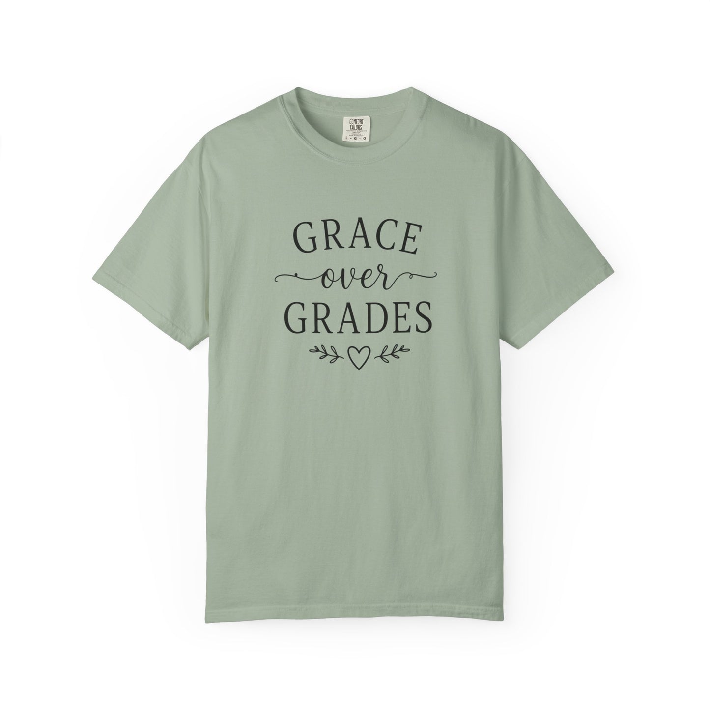 Grace Over Grades T-shirt | Inspirational Typography, Heart & Flourish Design