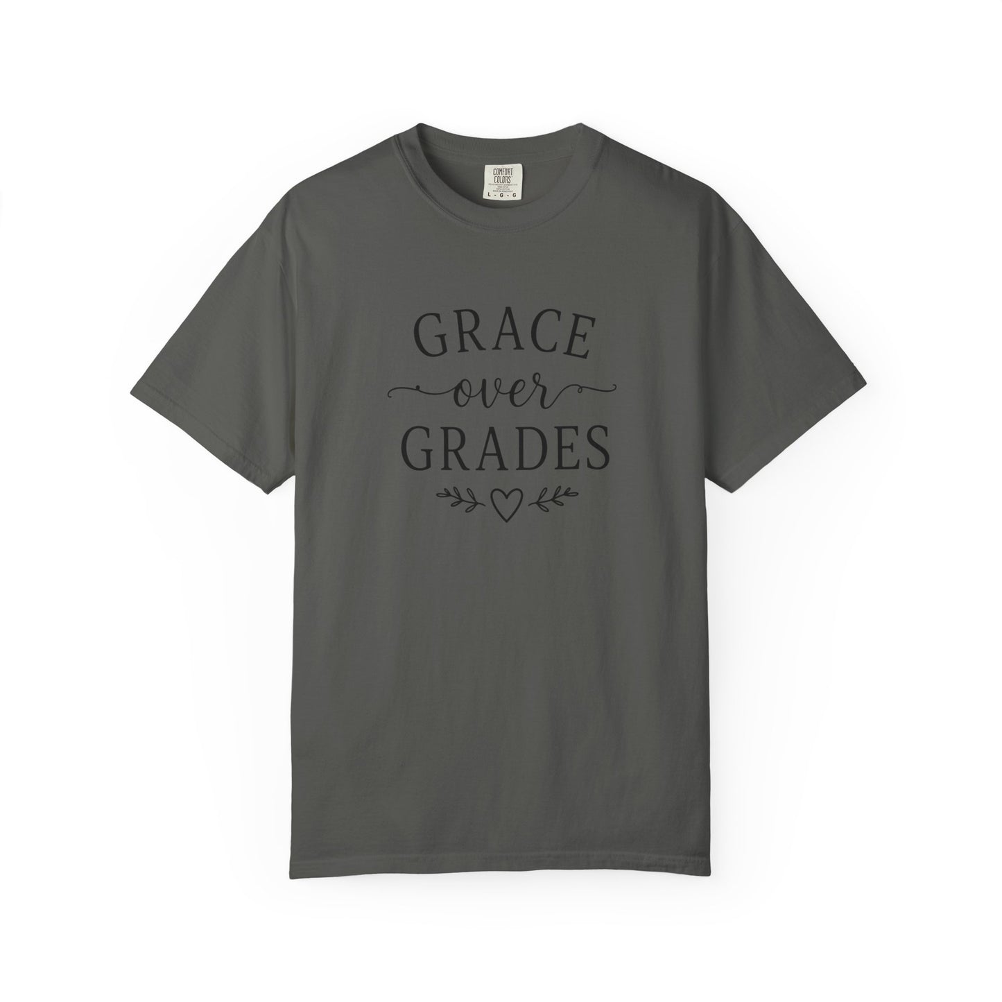 Grace Over Grades T-shirt | Inspirational Typography, Heart & Flourish Design