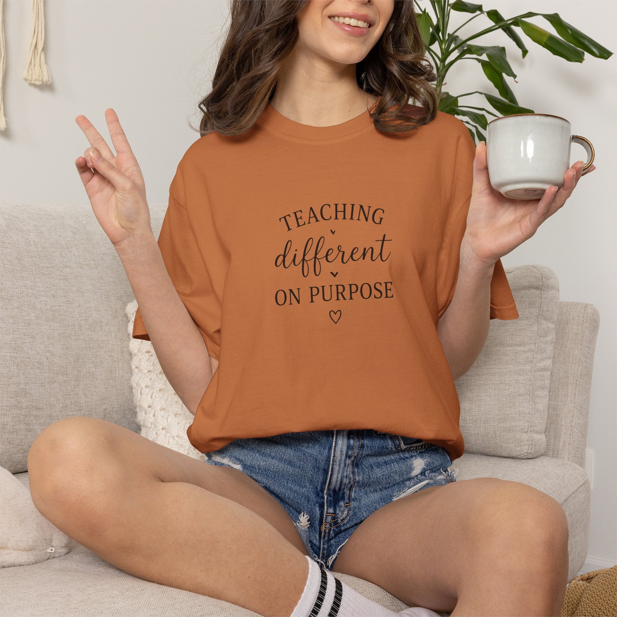 Teacher T-Shirt — “Teaching Different On Purpose” Garment-Dyed Tee
