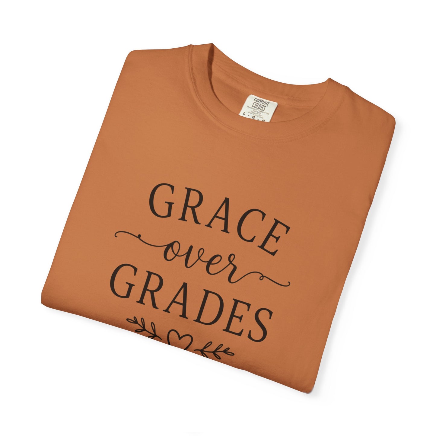 Grace Over Grades T-shirt | Inspirational Typography, Heart & Flourish Design