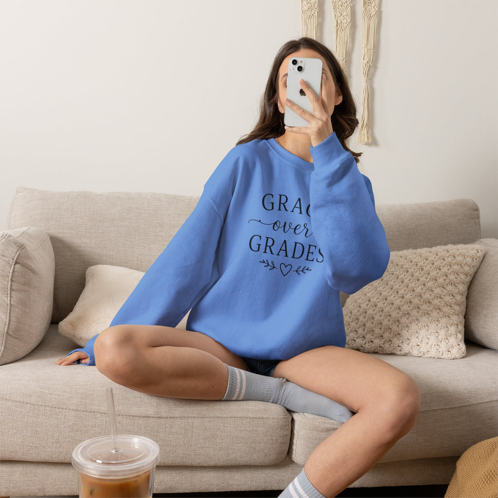 Grace Over Grades Sweatshirt, Homeschool Mom Sweatshirt, Christian Homeschool Shirt, Faith Based Teacher Gift, Homeschool Mama Crewneck, Christian Mom Gift