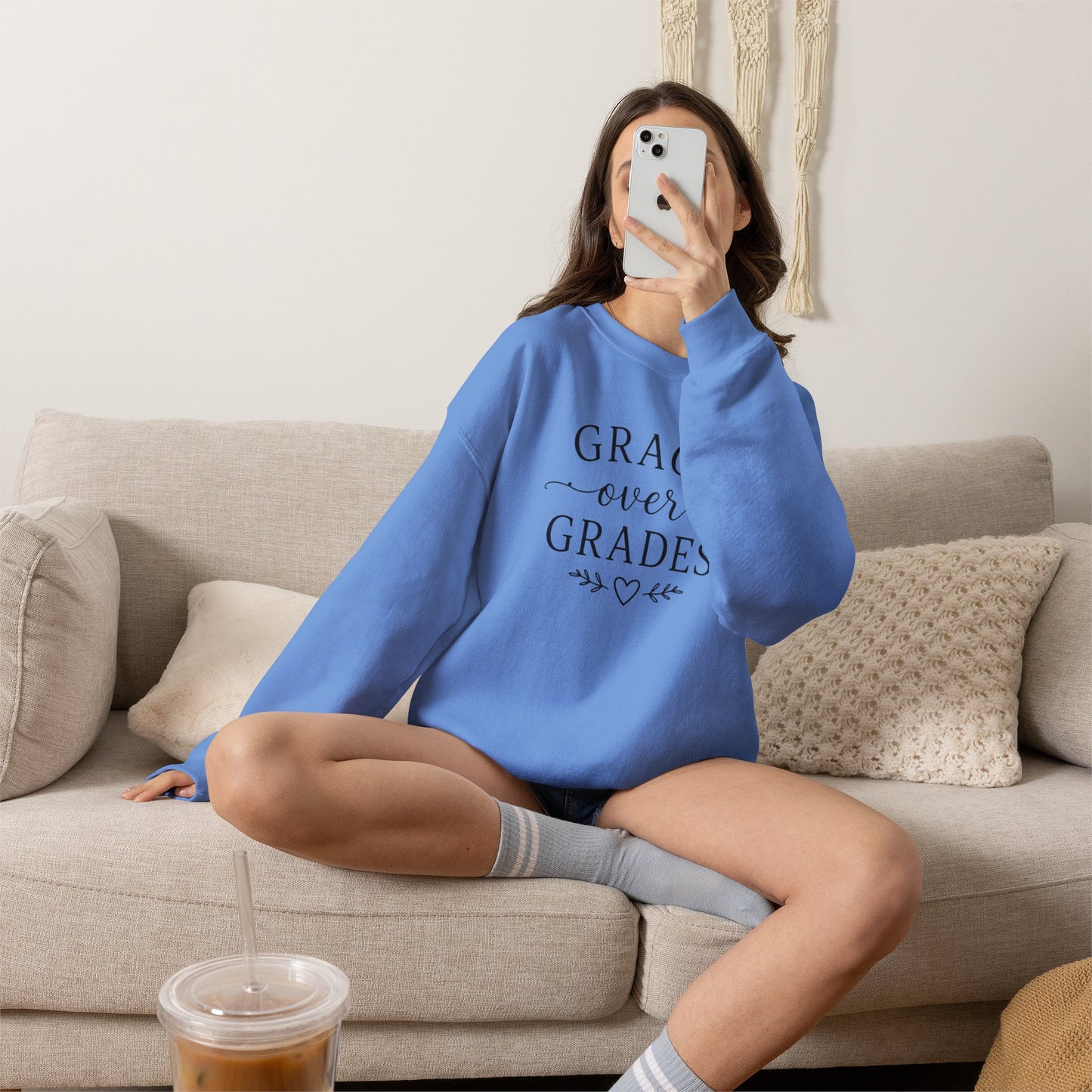 Grace Over Grades Sweatshirt, Homeschool Mom Sweatshirt, Christian Homeschool Shirt, Faith Based Teacher Gift, Homeschool Mama Crewneck, Christian Mom Gift