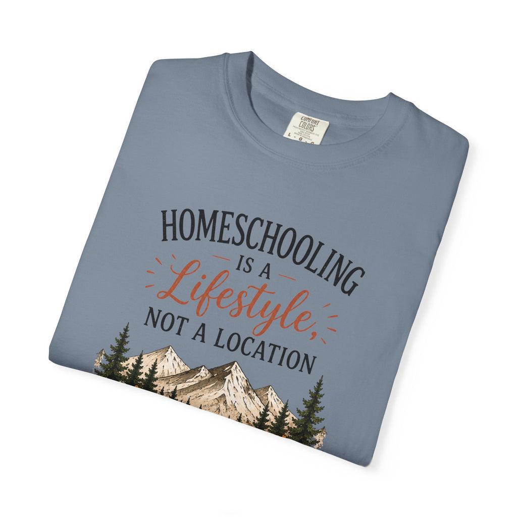 Homeschooling Is a Lifestyle T-Shirt — Mountain, Books & Coffee Homeschool Mom Tee