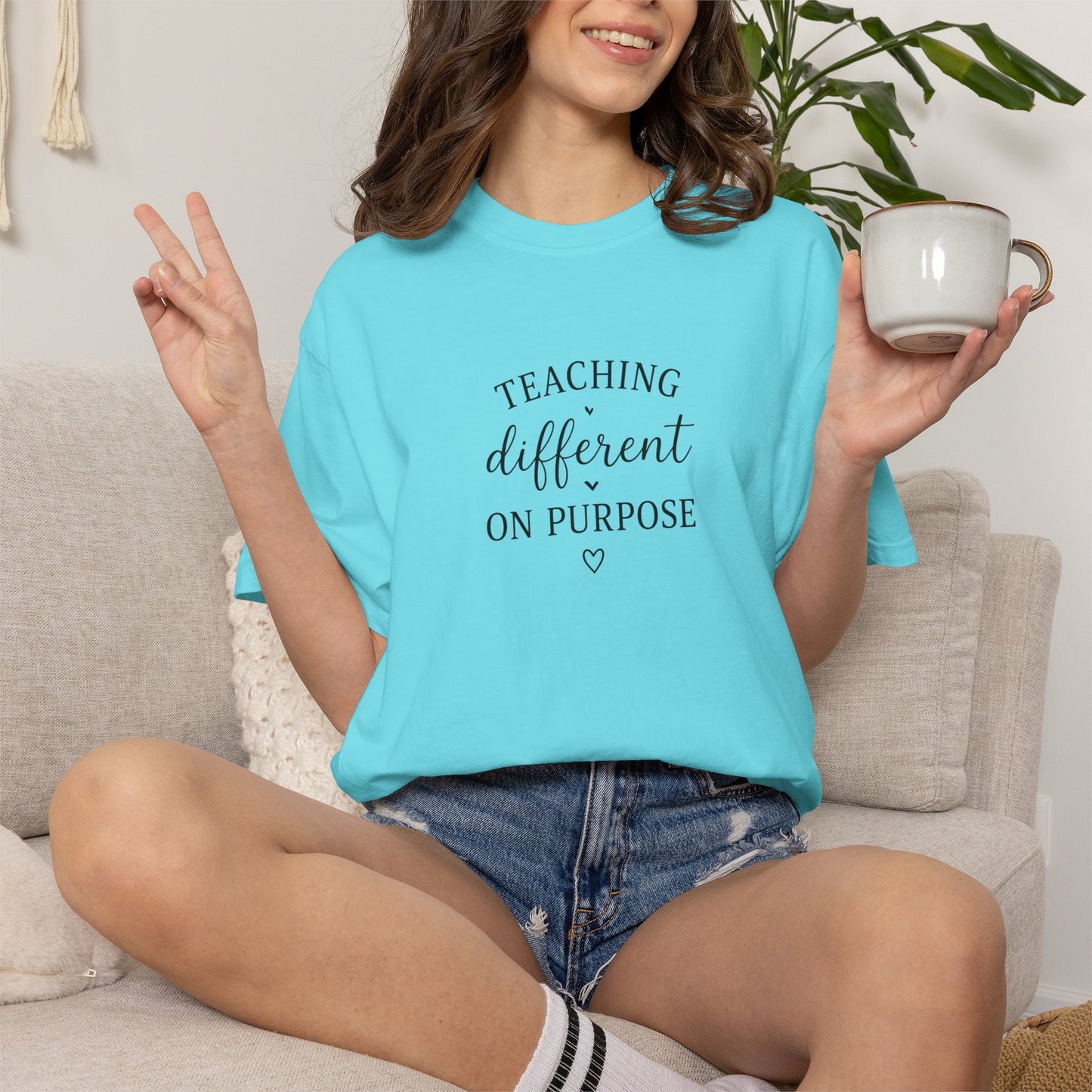 Teacher T-Shirt — “Teaching Different On Purpose” Garment-Dyed Tee