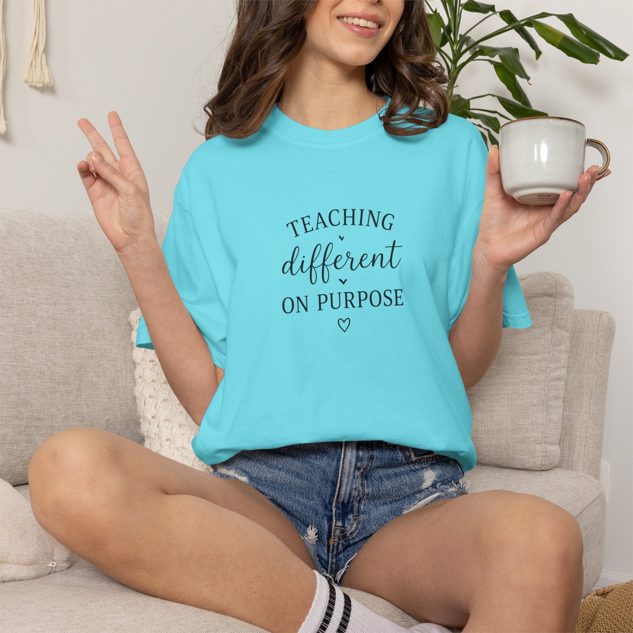 Teacher T-Shirt — “Teaching Different On Purpose” Garment-Dyed Tee