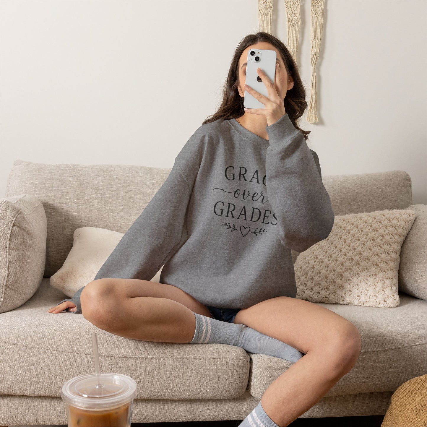 Grace Over Grades Sweatshirt, Homeschool Mom Sweatshirt, Christian Homeschool Shirt, Faith Based Teacher Gift, Homeschool Mama Crewneck, Christian Mom Gift
