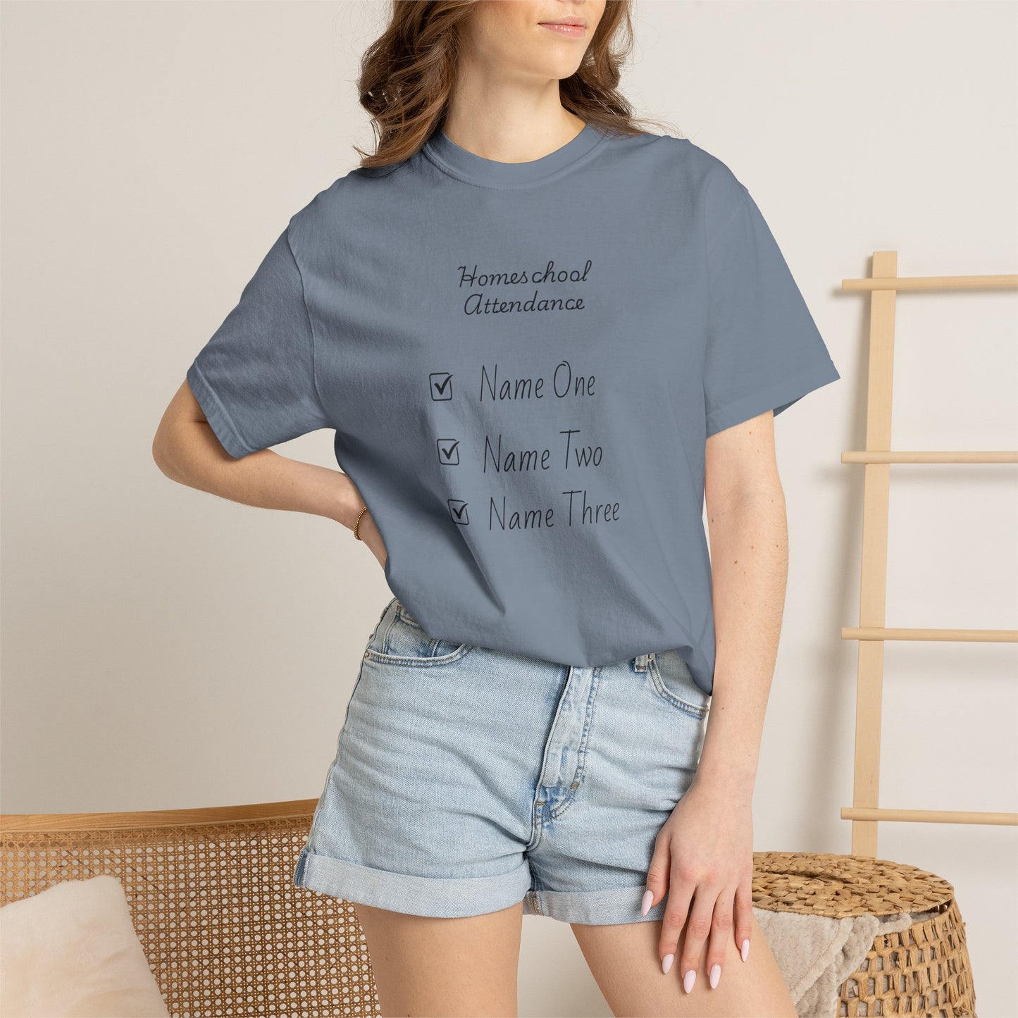 Personalized Homeschool Attendance Shirt, Custom Homeschool Mom Shirt with Kids Names, Homeschool Mama Tee, Personalized Teacher Gift, Comfort Colors 1717