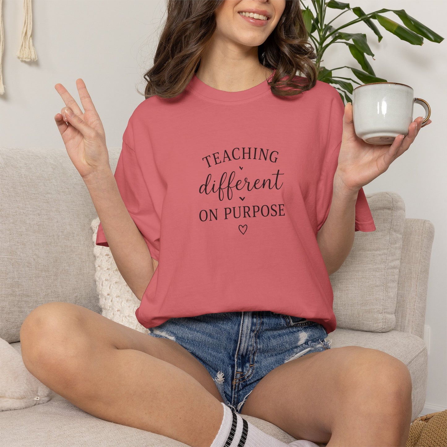 Teacher T-Shirt — “Teaching Different On Purpose” Garment-Dyed Tee
