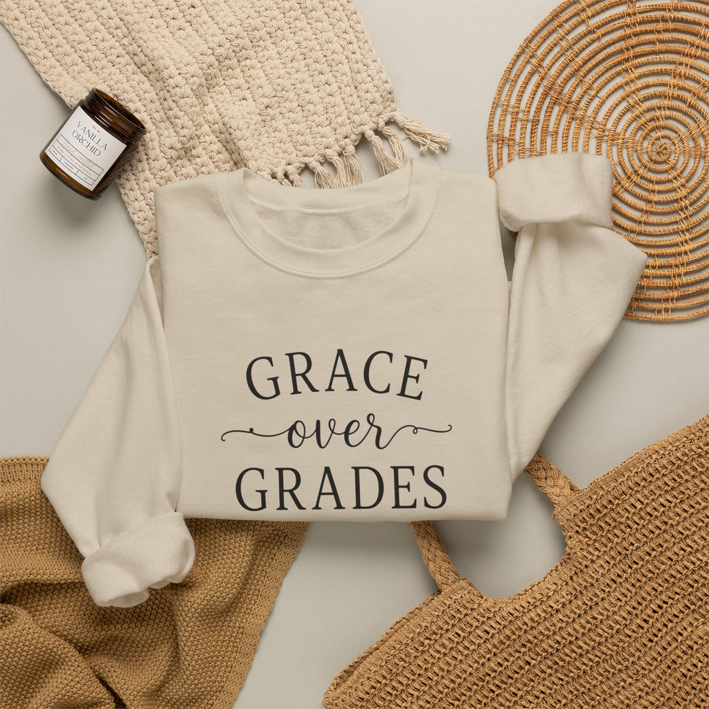 Grace Over Grades Sweatshirt, Homeschool Mom Sweatshirt, Christian Homeschool Shirt, Faith Based Teacher Gift, Homeschool Mama Crewneck, Christian Mom Gift