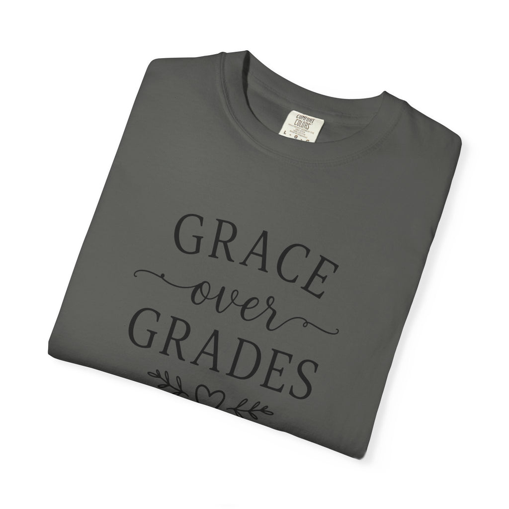 Grace Over Grades T-shirt | Inspirational Typography, Heart & Flourish Design