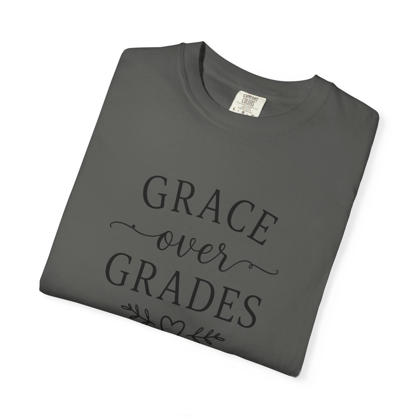 Grace Over Grades T-shirt | Inspirational Typography, Heart & Flourish Design