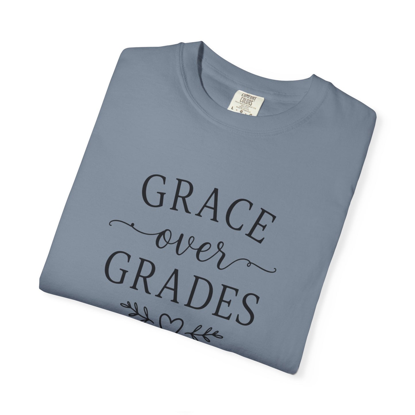 Grace Over Grades T-shirt | Inspirational Typography, Heart & Flourish Design