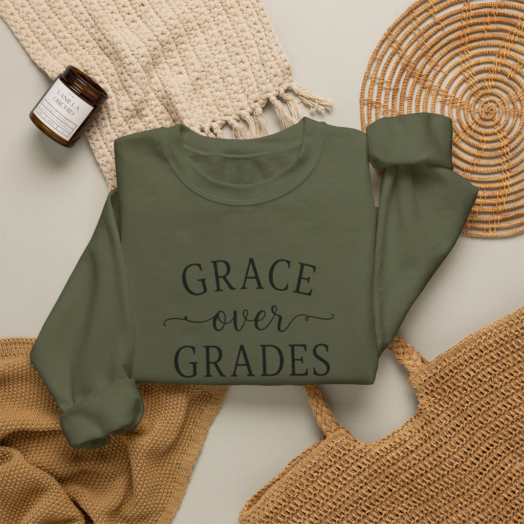 Grace Over Grades Sweatshirt, Homeschool Mom Sweatshirt, Christian Homeschool Shirt, Faith Based Teacher Gift, Homeschool Mama Crewneck, Christian Mom Gift