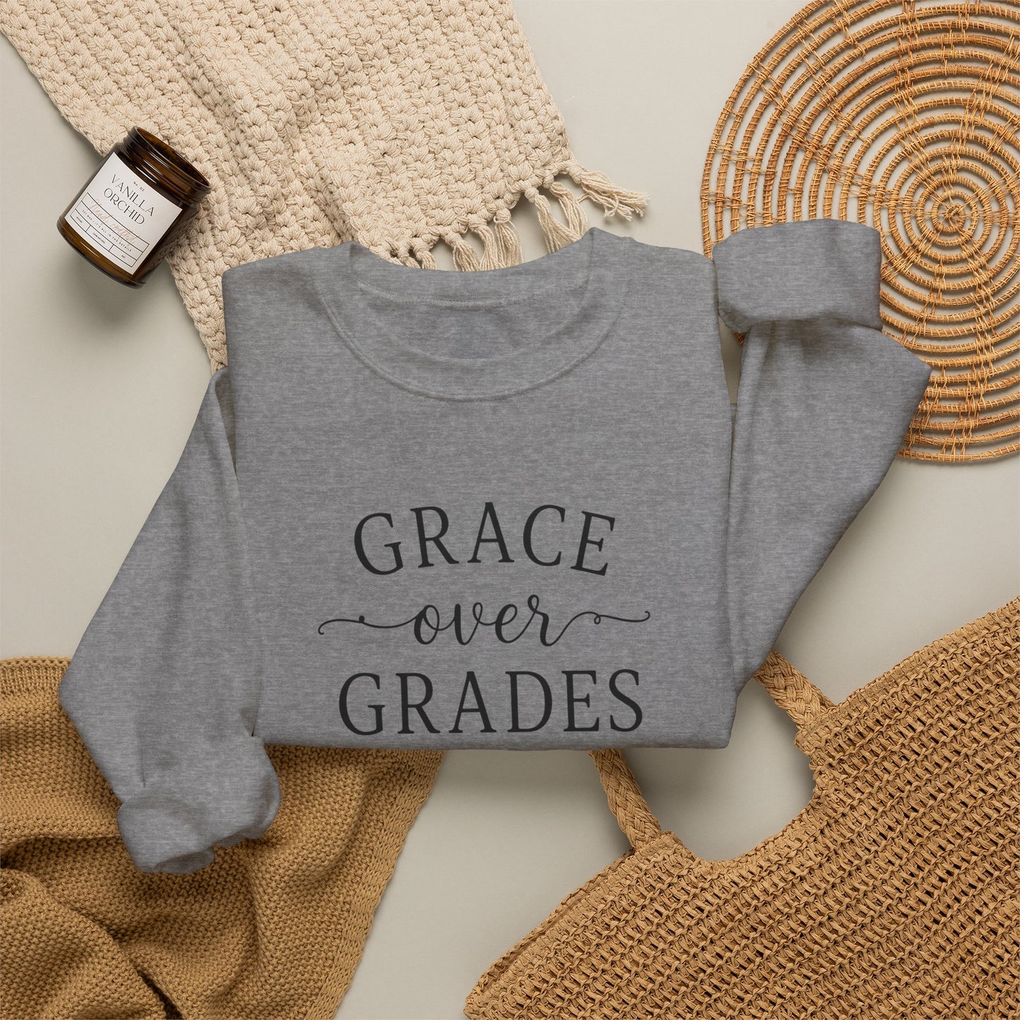 Grace Over Grades Sweatshirt, Homeschool Mom Sweatshirt, Christian Homeschool Shirt, Faith Based Teacher Gift, Homeschool Mama Crewneck, Christian Mom Gift