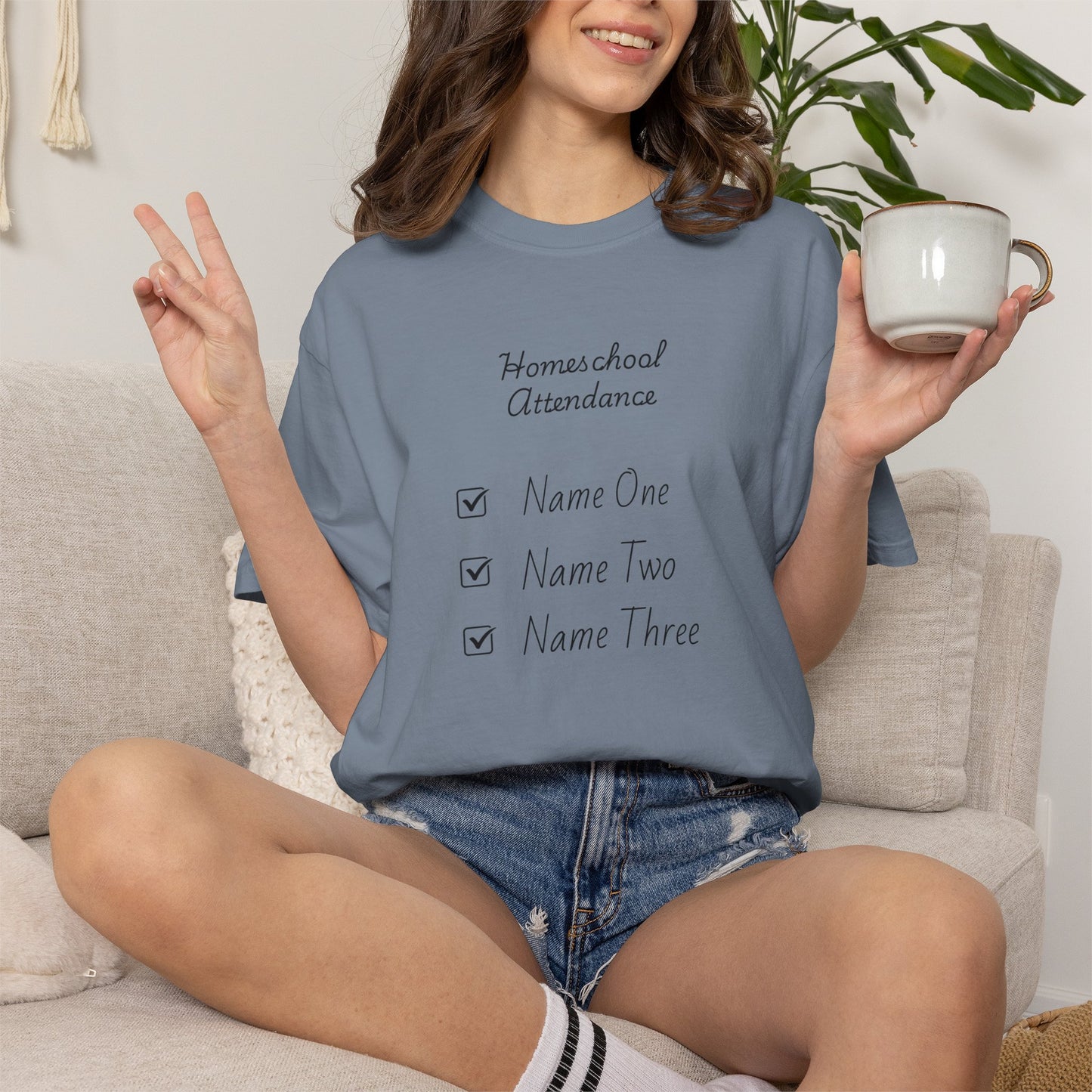 Personalized Homeschool Attendance Shirt, Custom Homeschool Mom Shirt with Kids Names, Homeschool Mama Tee, Personalized Teacher Gift, Comfort Colors 1717
