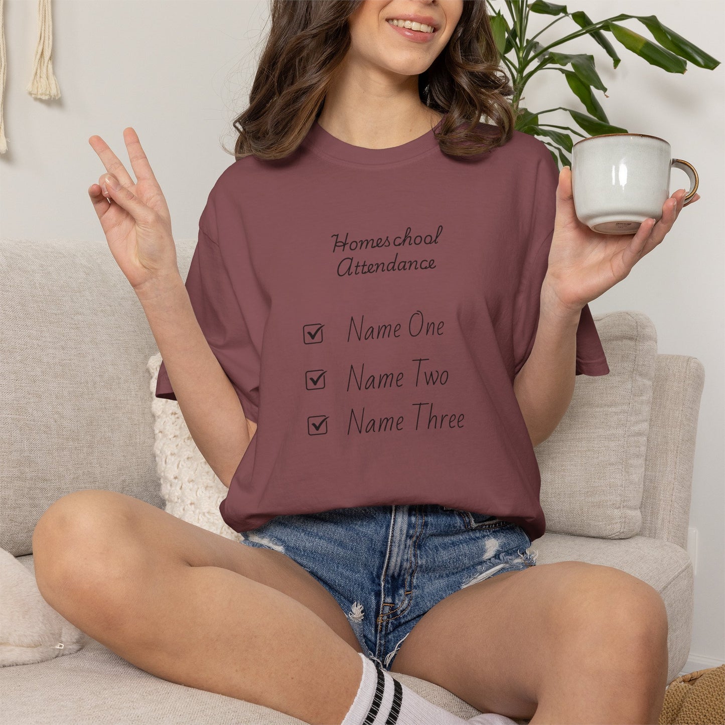 Personalized Homeschool Attendance Shirt, Custom Homeschool Mom Shirt with Kids Names, Homeschool Mama Tee, Personalized Teacher Gift, Comfort Colors 1717