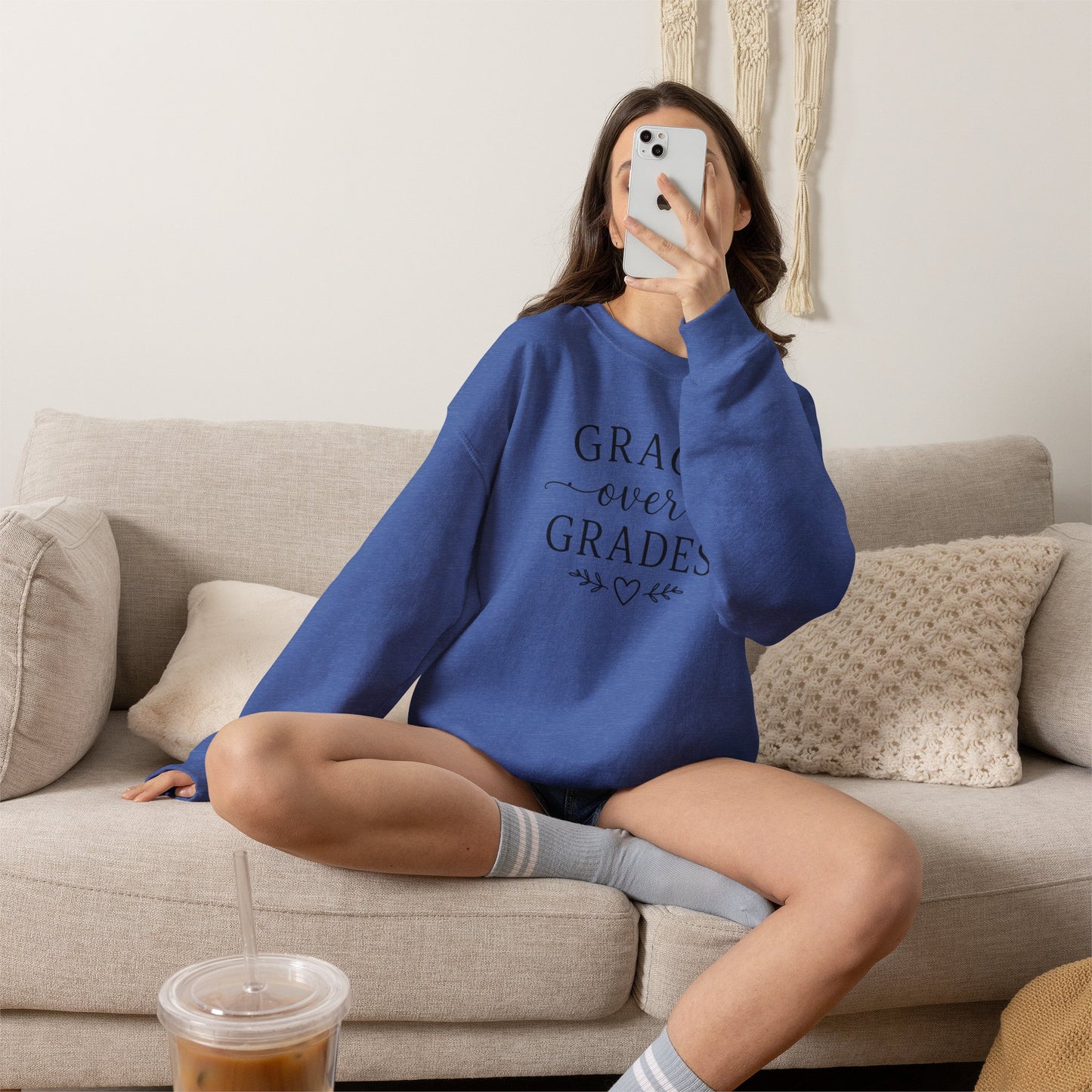 Grace Over Grades Sweatshirt, Homeschool Mom Sweatshirt, Christian Homeschool Shirt, Faith Based Teacher Gift, Homeschool Mama Crewneck, Christian Mom Gift