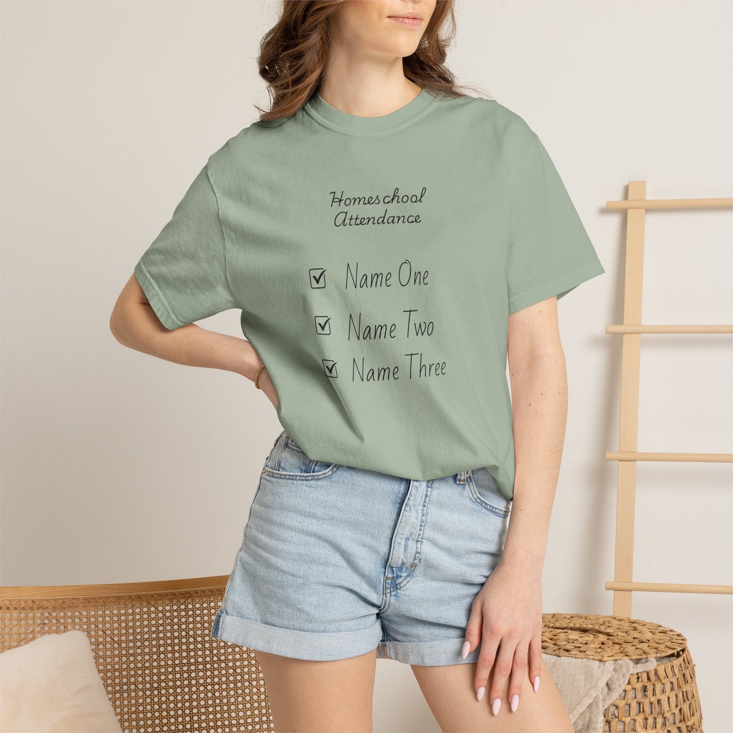 Personalized Homeschool Attendance Shirt, Custom Homeschool Mom Shirt with Kids Names, Homeschool Mama Tee, Personalized Teacher Gift, Comfort Colors 1717