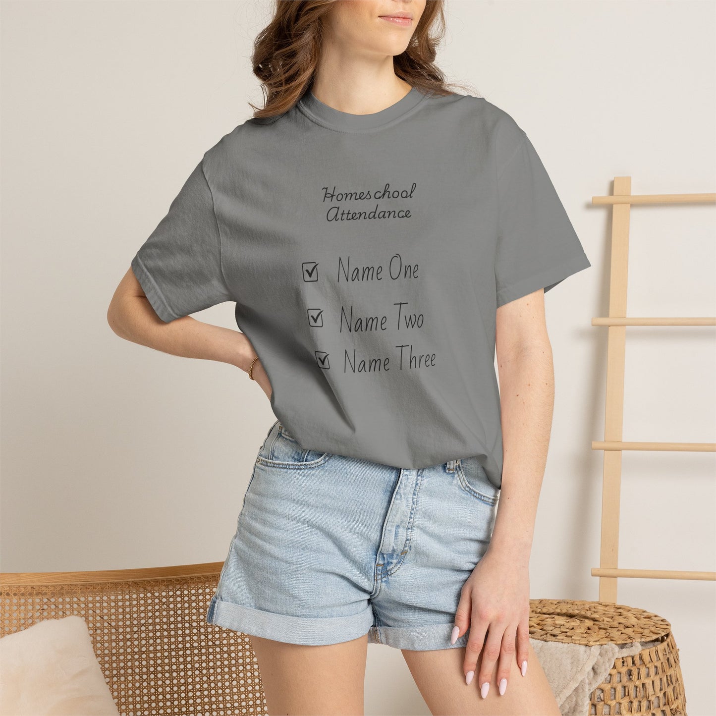 Personalized Homeschool Attendance Shirt, Custom Homeschool Mom Shirt with Kids Names, Homeschool Mama Tee, Personalized Teacher Gift, Comfort Colors 1717