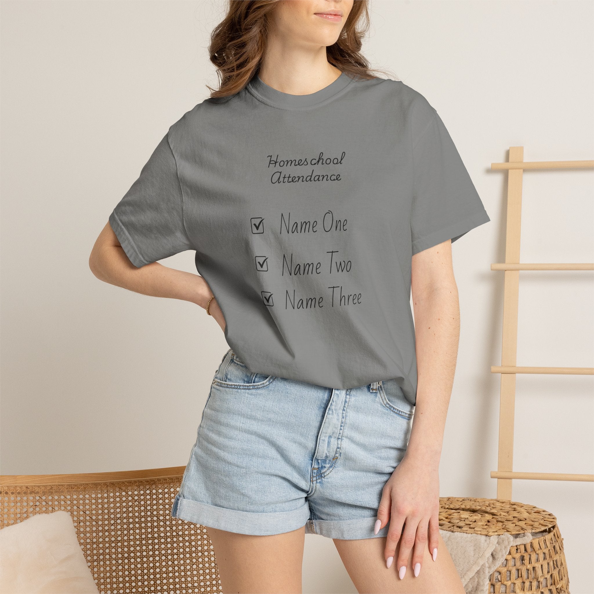 Personalized Homeschool Attendance Shirt, Custom Homeschool Mom Shirt with Kids Names, Homeschool Mama Tee, Personalized Teacher Gift, Comfort Colors 1717