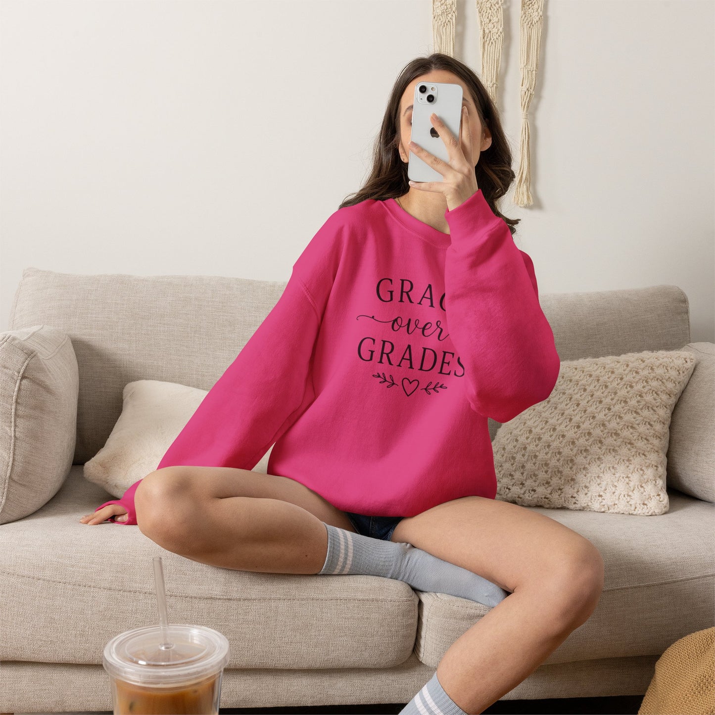 Grace Over Grades Sweatshirt, Homeschool Mom Sweatshirt, Christian Homeschool Shirt, Faith Based Teacher Gift, Homeschool Mama Crewneck, Christian Mom Gift